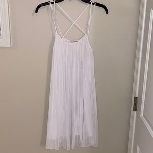 BCBG White Pleated Shift Dress